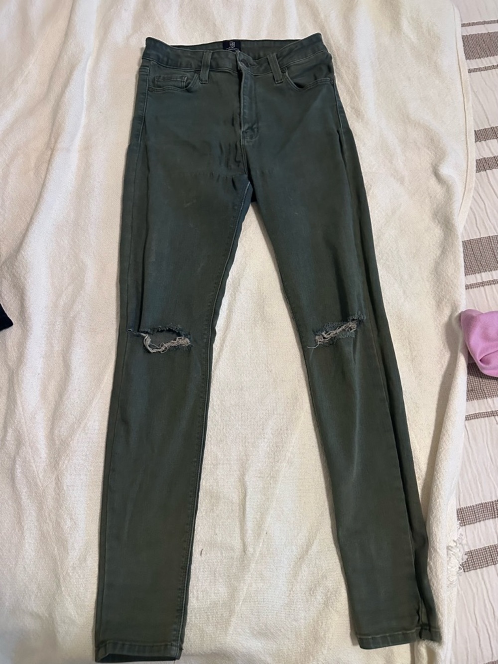 Just Black Army Green High-Rise Skinny Jeans